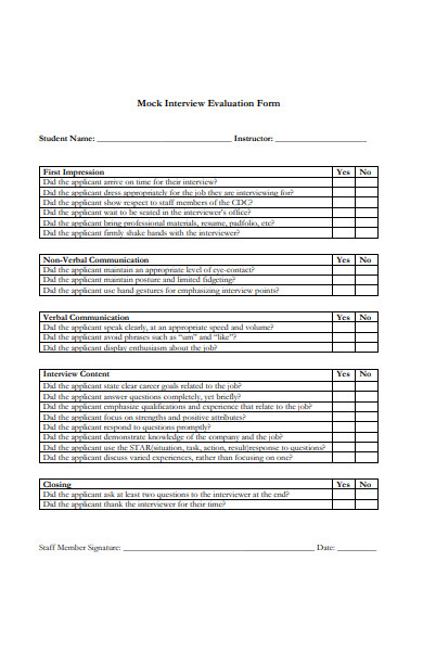 FREE 25+ Interview Evaluation Forms in PDF | MS Word