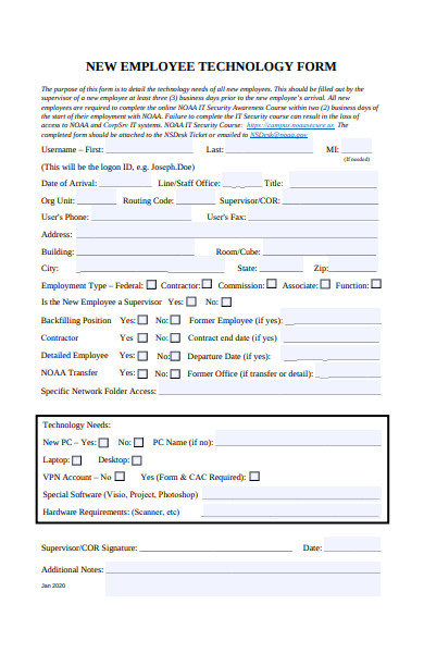 new employee technology form