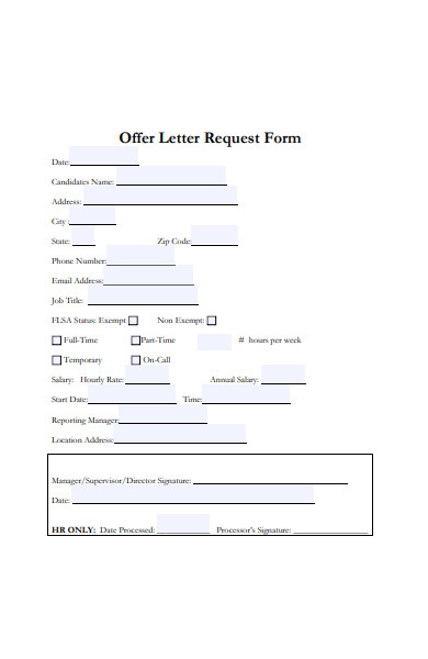 offer letter request form