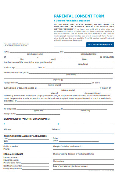 parental consent form example