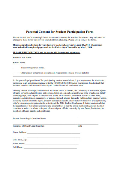 parental consent form for student participation