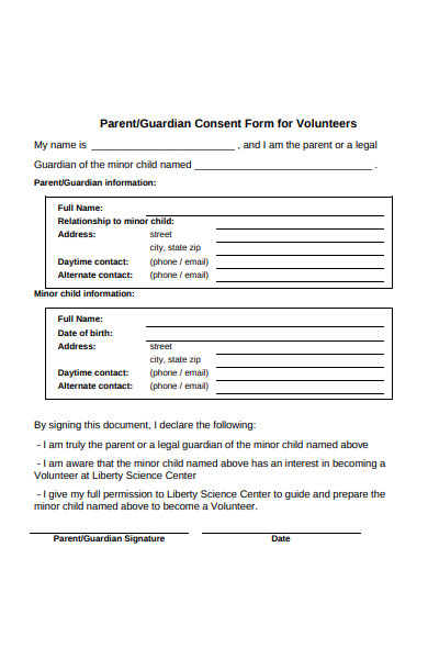 parental consent form for volunteers
