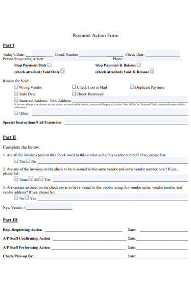 payment action form