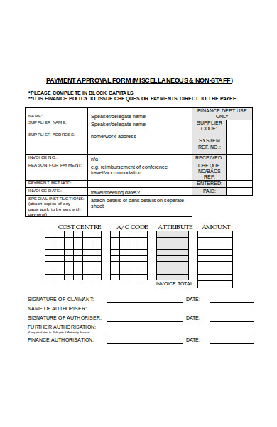 payment approval form