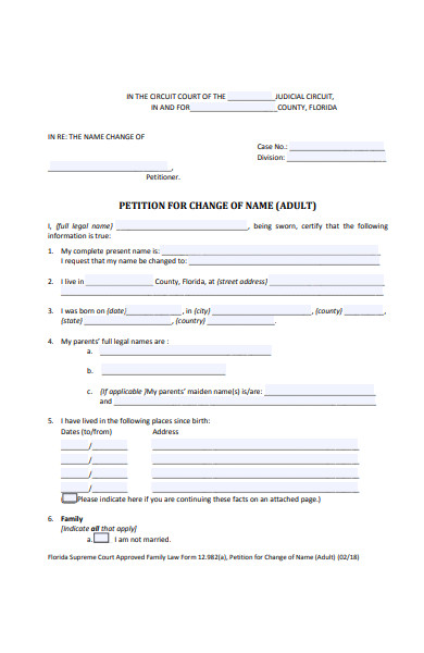 petition name change form