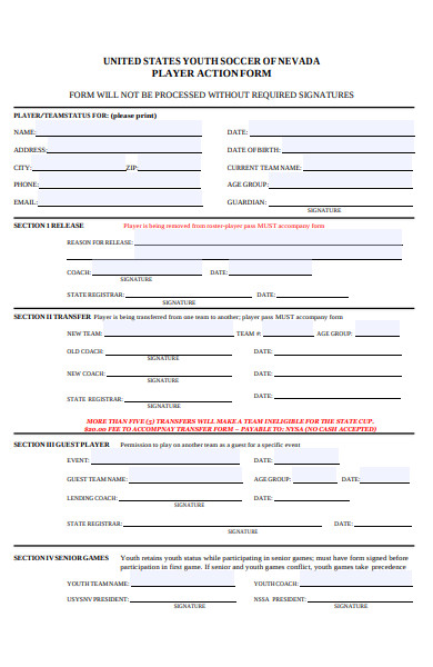 player action form