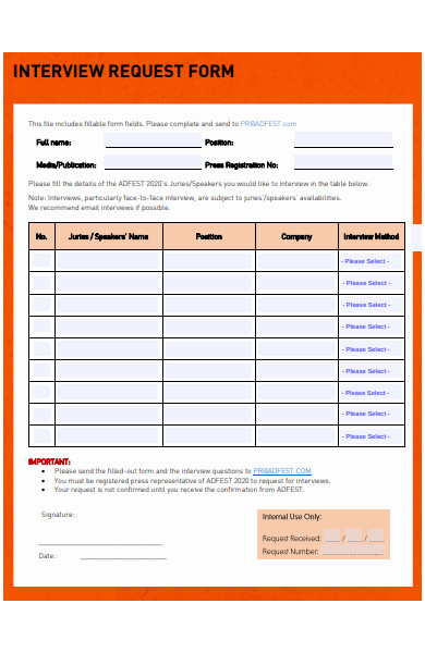 printable interview request form