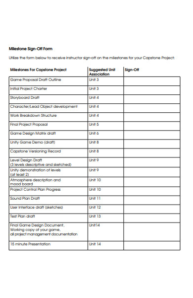 Printable Sign Off Sheet