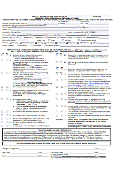 proposal sign off form