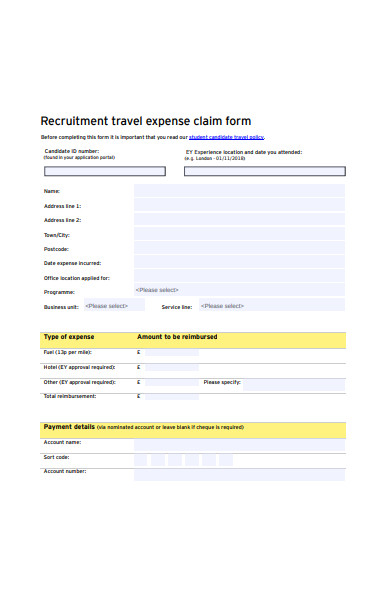 recruitment travel expense form