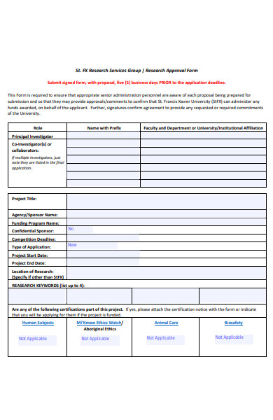 research approval form