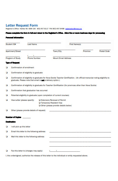 sample letter request form