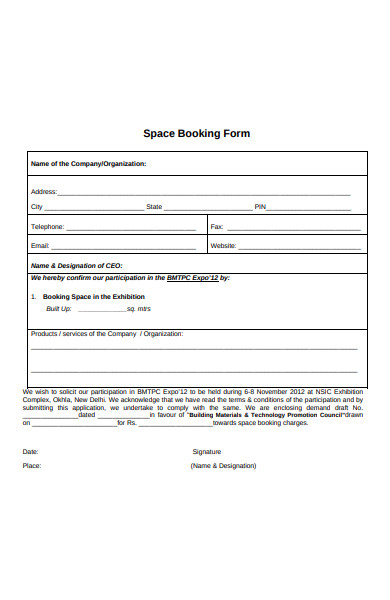 FREE 49+ Booking Form Samples, PDF, MS Word, Google Docs, Excel