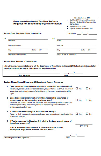 school employee information form
