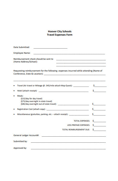 school travel expense form