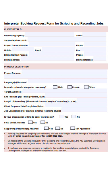 scripting booking form