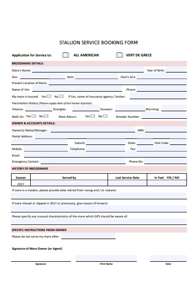 service booking form
