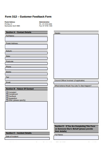 simple restaurent feedback form