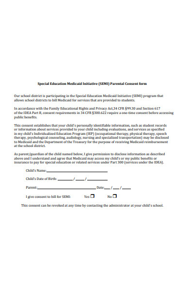special education parental consent form