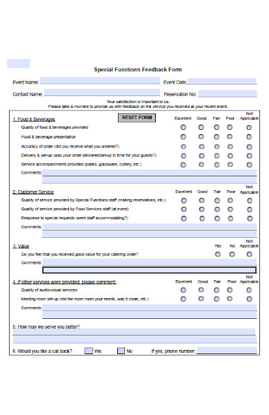 special functions feedback form