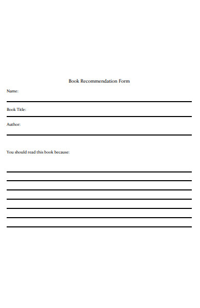 standard book recommendation form