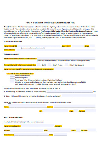 student eligibility certification form