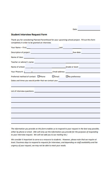 student interview request form