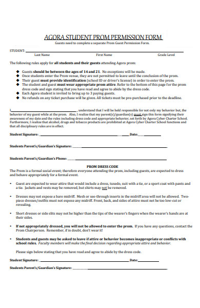 student permission form