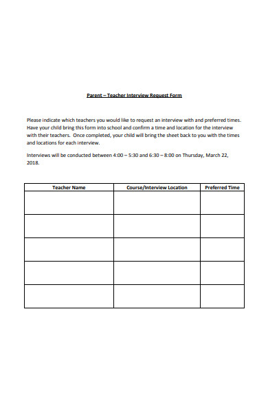 teacher interview request form