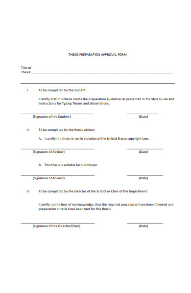 thesis preparation approval form