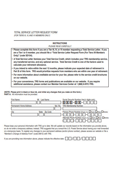 total services letter request form