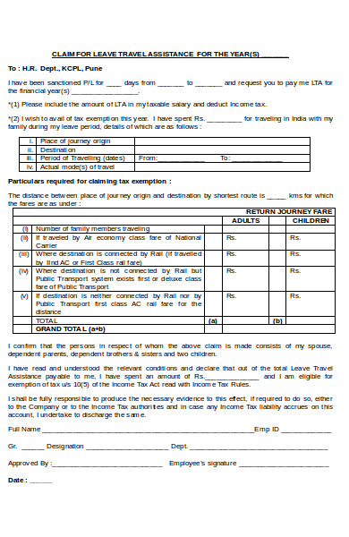 travel assistance claim form