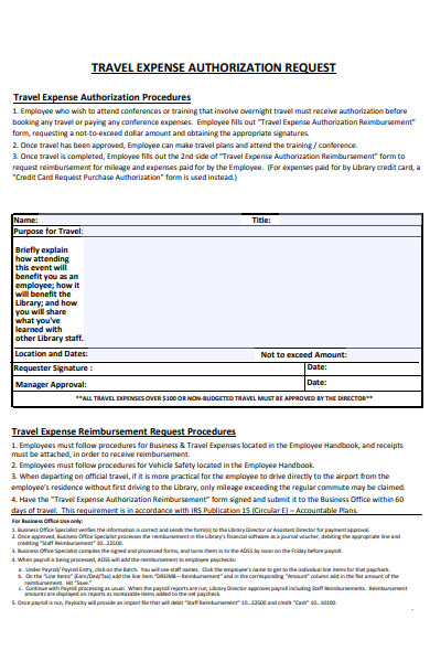 travel expense authorization form