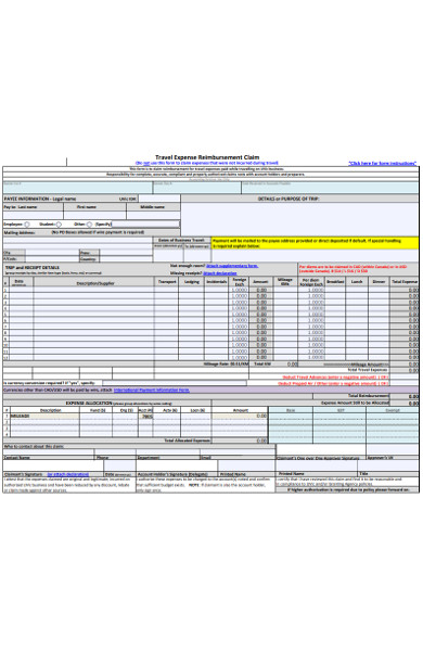 travel expense reimbursement form