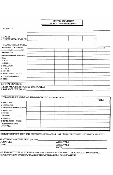 travel expense report form