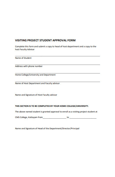visiting project student approval form
