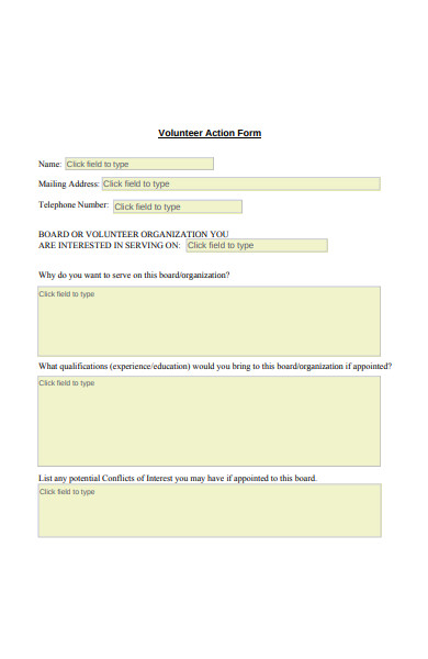 volunteer action form