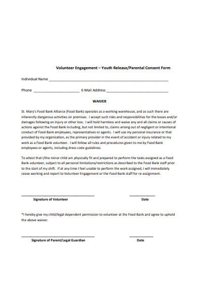volunteer engagement parental consent form