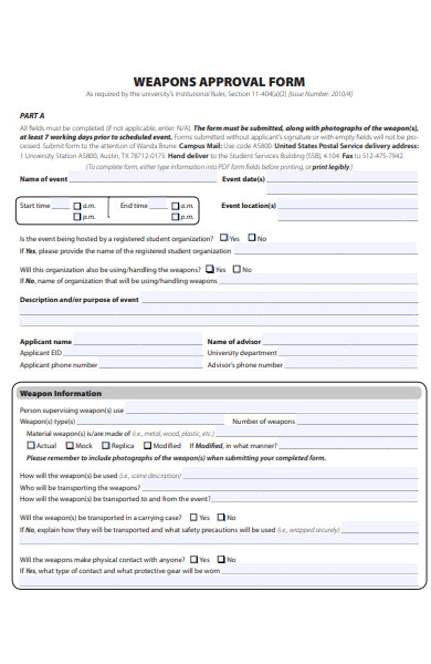 weapons approval form
