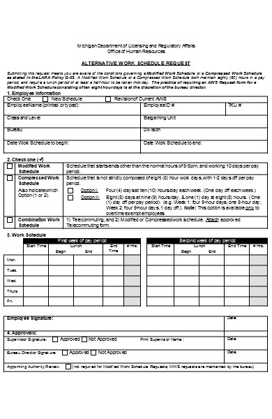 alternative work schedule request form