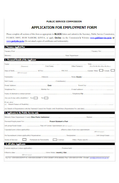application for service employment form