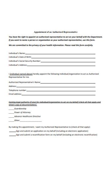 Free 44 Representative Forms In Pdf Ms Word 8923