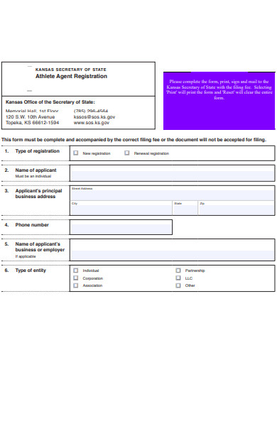 athlete agent registration form