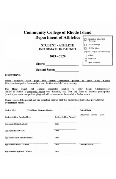 athlete information form