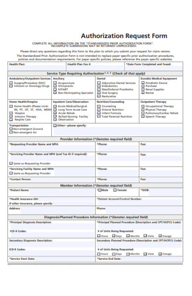 authorization request forms