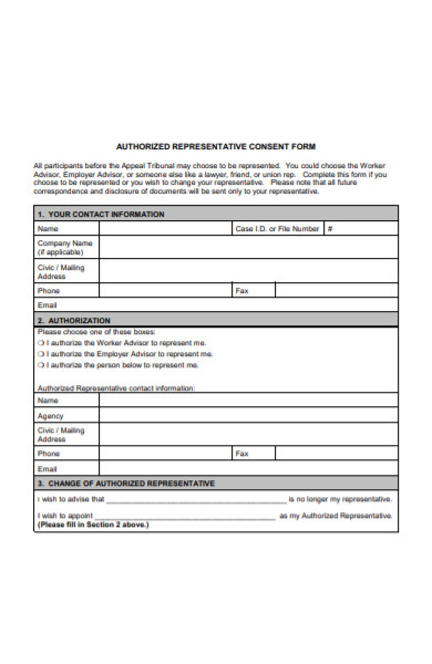 authorized representative consent form