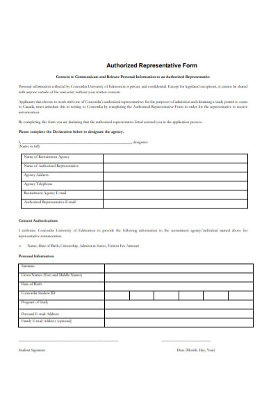 authorized representative form