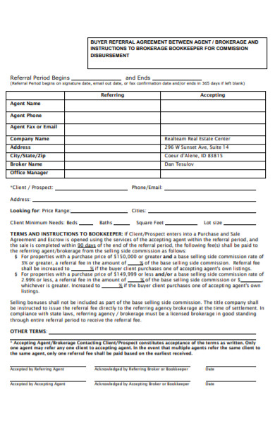 buyer referral agreement form