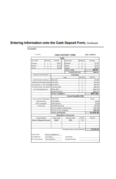 cash deposit form