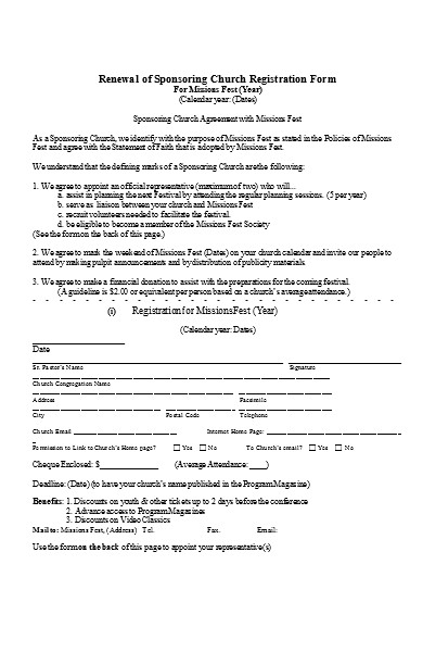 church registration form